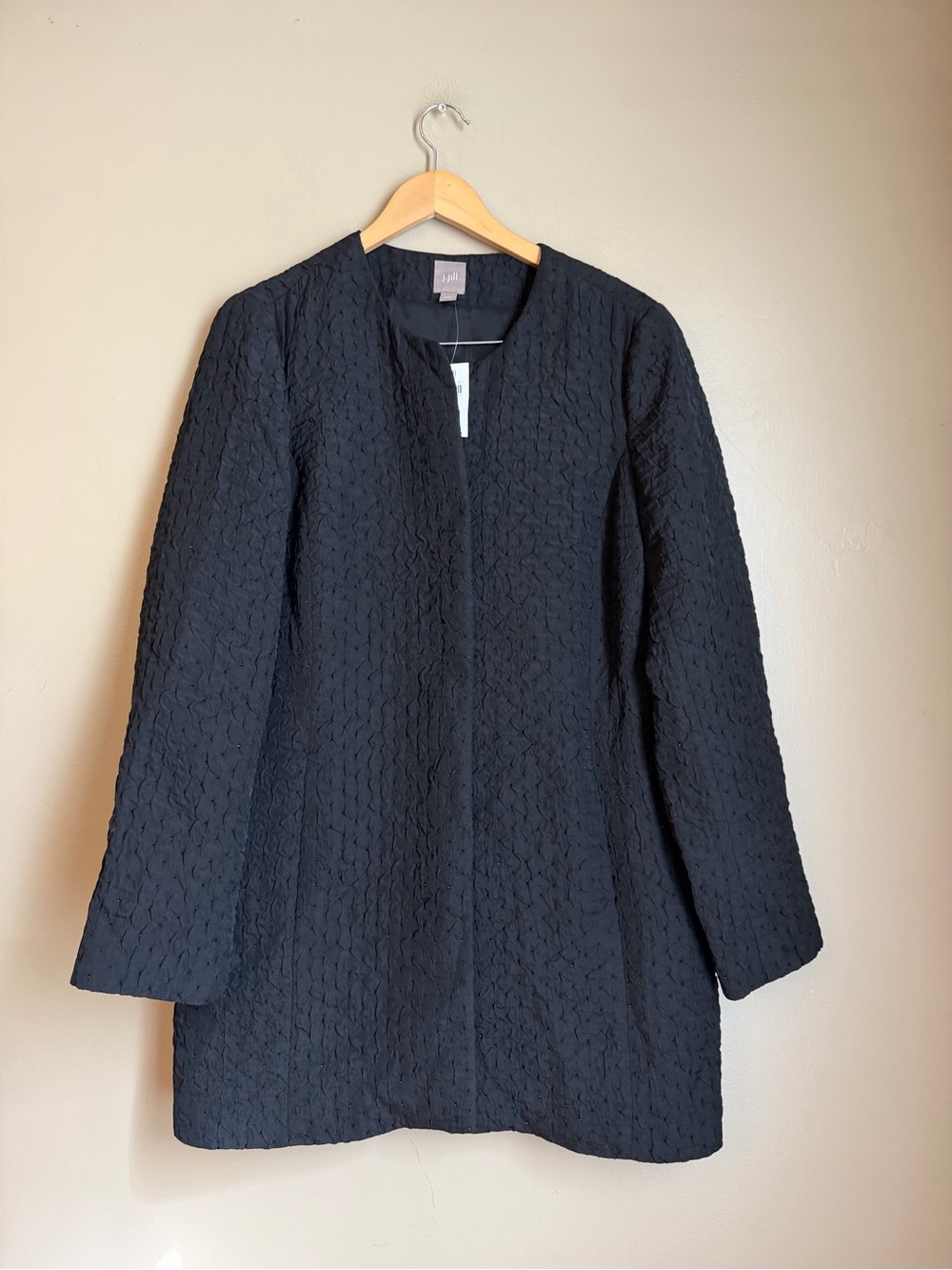 J.Jill Crinkled Open-Front Blazer Long Line Sparkle Evening Wedding NWT
